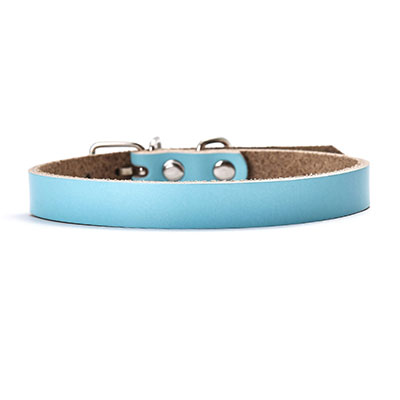HKM-0521533 PU Leather Dog Collar and Chain - Red, Blue, Black, Pink, Brown, Sky Blue - Sizes XS to XL