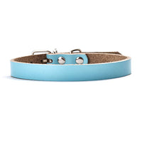 HKM-0521533 PU Leather Dog Collar and Chain - Red, Blue, Black, Pink, Brown, Sky Blue - Sizes XS to XL