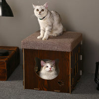 HKM-0523581 Multifunctional Cat Bed with Detachable Grinding Claw and Cozy Cushion - Medium Size