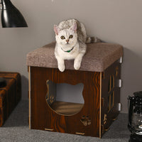 HKM-0523581 Multifunctional Cat Bed with Detachable Grinding Claw and Cozy Cushion - Medium Size