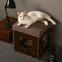 HKM-0523581 Multifunctional Cat Bed with Detachable Grinding Claw and Cozy Cushion - Medium Size