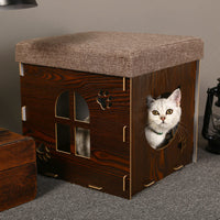 HKM-0523581 Multifunctional Cat Bed with Detachable Grinding Claw and Cozy Cushion - Medium Size