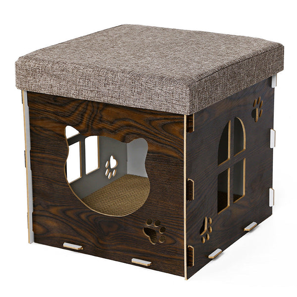 HKM-0523581 Multifunctional Cat Bed with Detachable Grinding Claw and Cozy Cushion - Medium Size