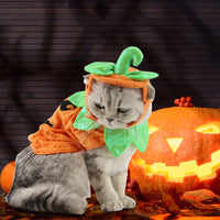 HKM-0523709 Pumpkin Costume Set for Pets with Adjustable Hat and Dress for Halloween