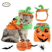 HKM-0523709 Pumpkin Costume Set for Pets with Adjustable Hat and Dress for Halloween