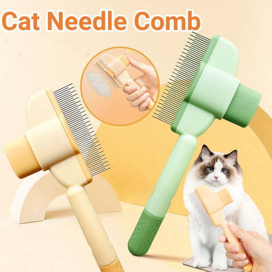 HKM-0525117 Dual-Length Self-Cleaning Pet Comb for Dogs and Cats, Durable Grooming Tool with Rounded Teeth