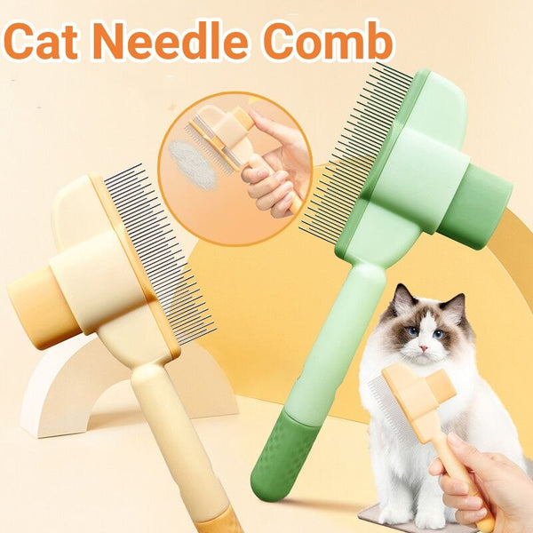 HKM-0525117 Dual-Length Self-Cleaning Pet Comb for Dogs and Cats, Durable Grooming Tool with Rounded Teeth