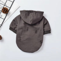 HKM-0525885 Cozy Two-Legged Dog Hoodie in Gray with Ripped Detail - Comfortable Cotton Design