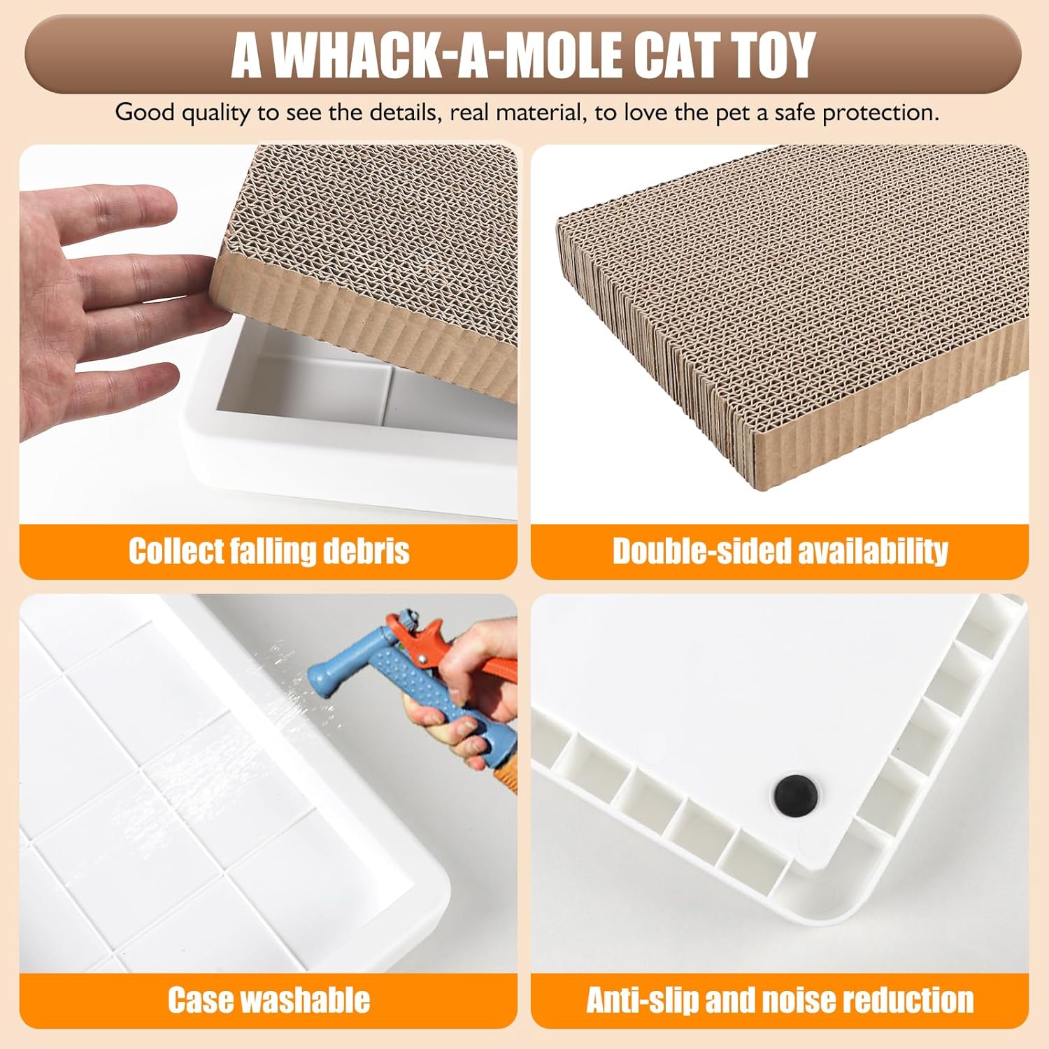 HKM-0526781 Interactive Cat Scratcher Toy with Whack-a-Mole Functionality - Eco-Friendly Cardboard Scratching Pad for Indoor Cats