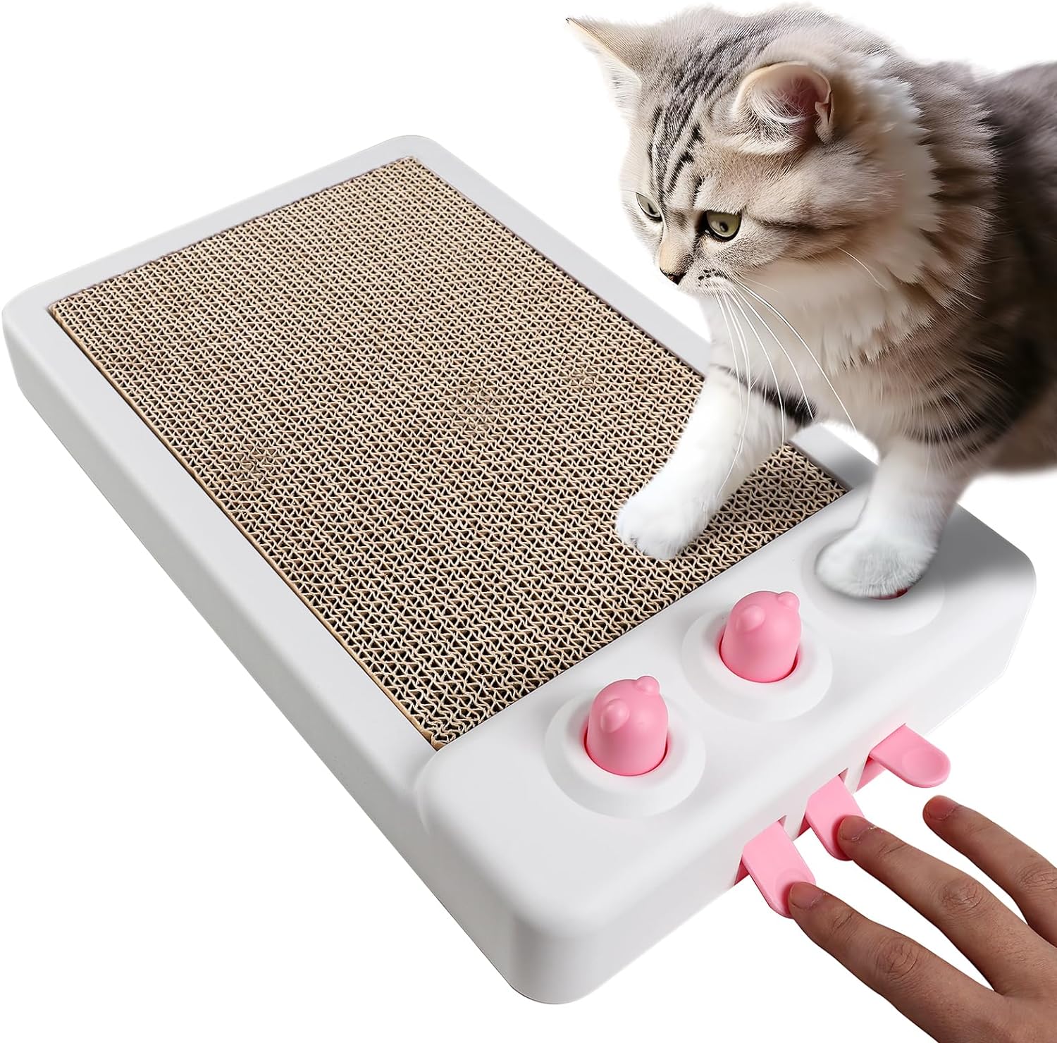 HKM-0526781 Interactive Cat Scratcher Toy with Whack-a-Mole Functionality - Eco-Friendly Cardboard Scratching Pad for Indoor Cats