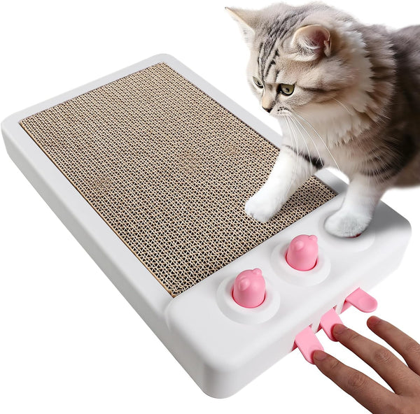 HKM-0526781 Interactive Cat Scratcher Toy with Whack-a-Mole Functionality - Eco-Friendly Cardboard Scratching Pad for Indoor Cats