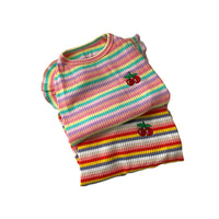 HKM-0526909 Breathable Cotton Rainbow Stripe T-Shirt for Small Dogs and Cats