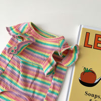 HKM-0526909 Breathable Cotton Rainbow Stripe T-Shirt for Small Dogs and Cats