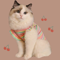 HKM-0526909 Breathable Cotton Rainbow Stripe T-Shirt for Small Dogs and Cats