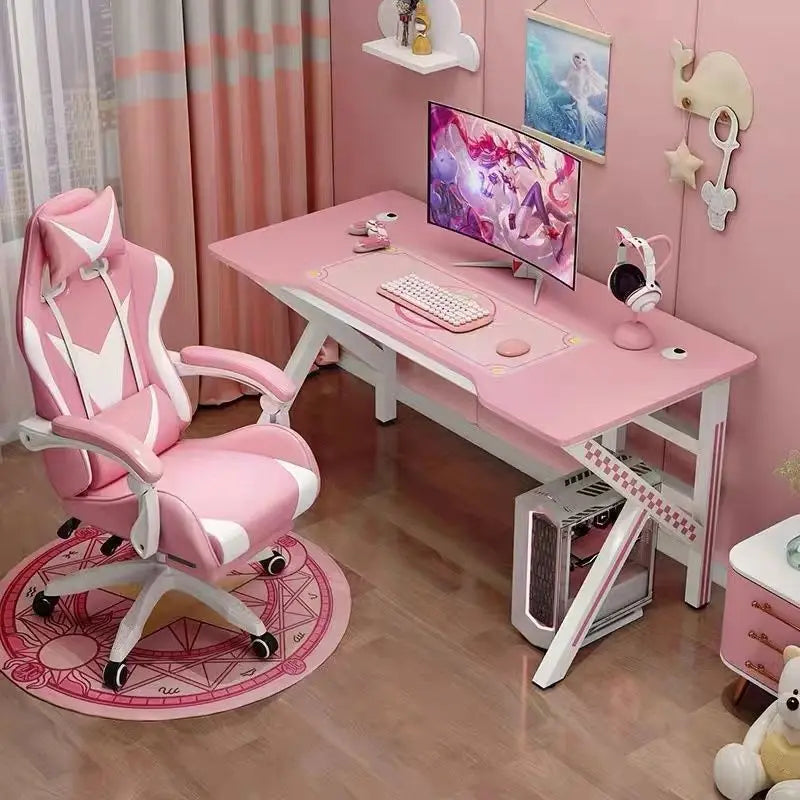 HKM-052691 Adjustable Pink Metal Gaming and Home Office Table