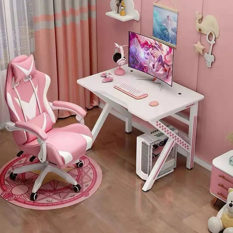 HKM-052691 Adjustable Pink Metal Gaming and Home Office Table