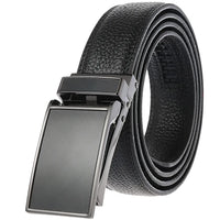 HKM-052691 Men's Genuine Leather Automatic Buckle Belt - Black Business Classic Style