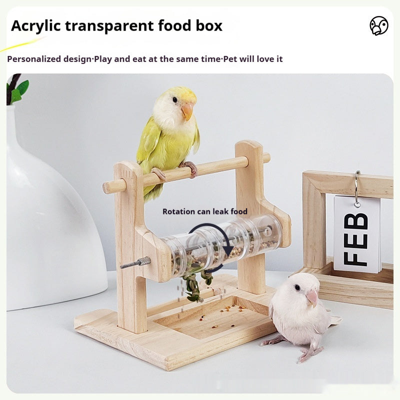 HKM-0527933 Solid Wood Foraging Station Rack for Birds and Parrots