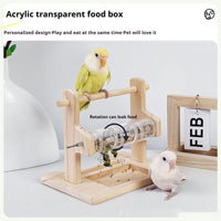 HKM-0527933 Solid Wood Foraging Station Rack for Birds and Parrots