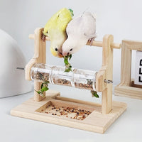 HKM-0527933 Solid Wood Foraging Station Rack for Birds and Parrots