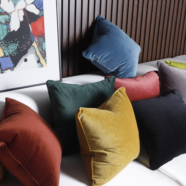 HKM-052819 Modern Simple Velvet Cushion Cover in Multiple Colors and Sizes