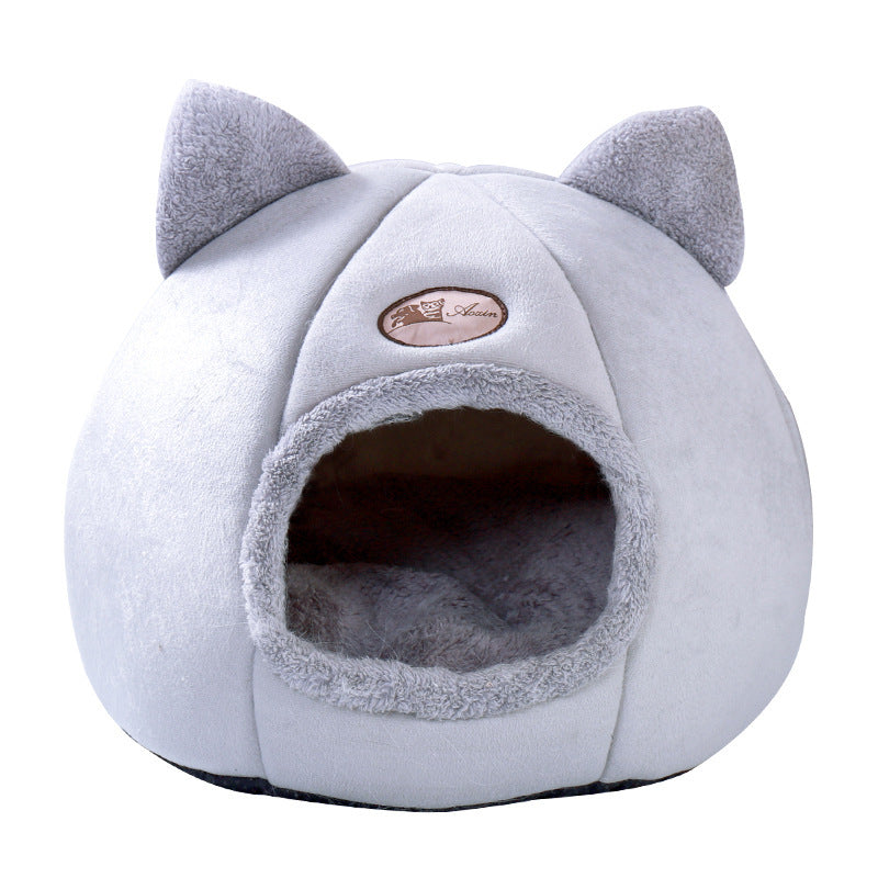 HKM-0529341 Cozy Semi-Enclosed Pet Nest with Soft Plush and Cushioning Materials