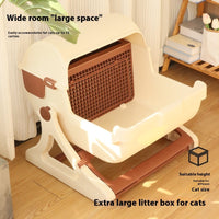 HKM-0530109 Extra Large Semi-Automatic Tilting Cat Litter Box in Beige Brown, Beige, Green, and Pink