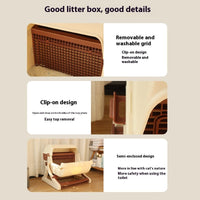 HKM-0530109 Extra Large Semi-Automatic Tilting Cat Litter Box in Beige Brown, Beige, Green, and Pink