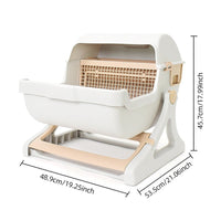 HKM-0530109 Extra Large Semi-Automatic Tilting Cat Litter Box in Beige Brown, Beige, Green, and Pink