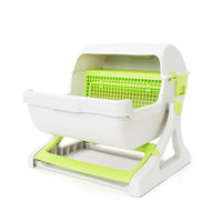 HKM-0530109 Extra Large Semi-Automatic Tilting Cat Litter Box in Beige Brown, Beige, Green, and Pink