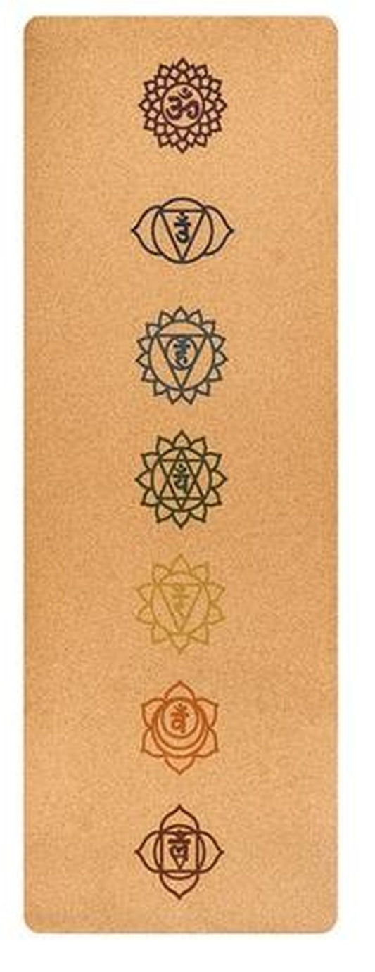 HKM-053011 7 Chakra Cork Yoga Mat for Balanced Energy and Eco-Friendly Practice