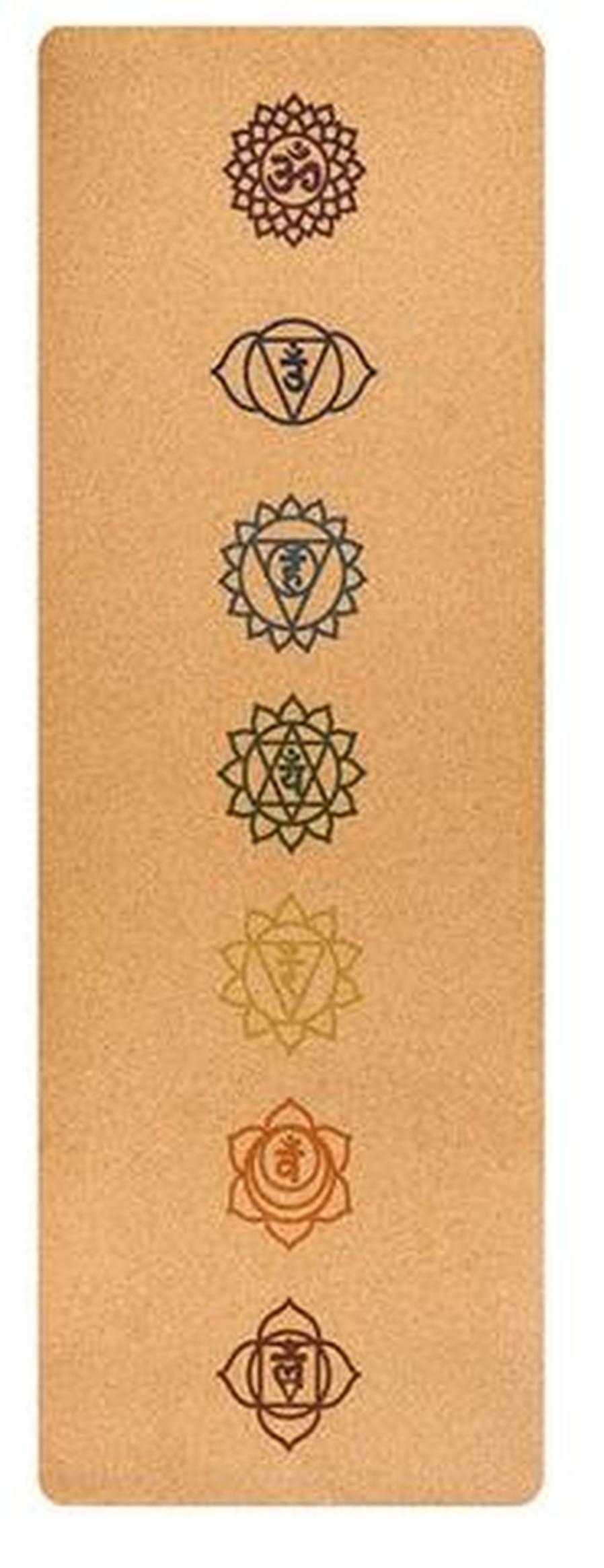 HKM-053011 7 Chakra Cork Yoga Mat for Balanced Energy and Eco-Friendly Practice