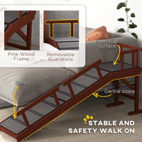 HKM-0530749 Wooden Dog Ramp with Removable Guardrails and Non-Slip Surface, 60 Inch Long, Brown for Pets Up to 66 lbs