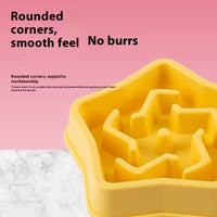 HKM-0531261 Slow Feed Dog Bowl with Choking Prevention, Yellow Plastic, 20.1 * 4.45cm