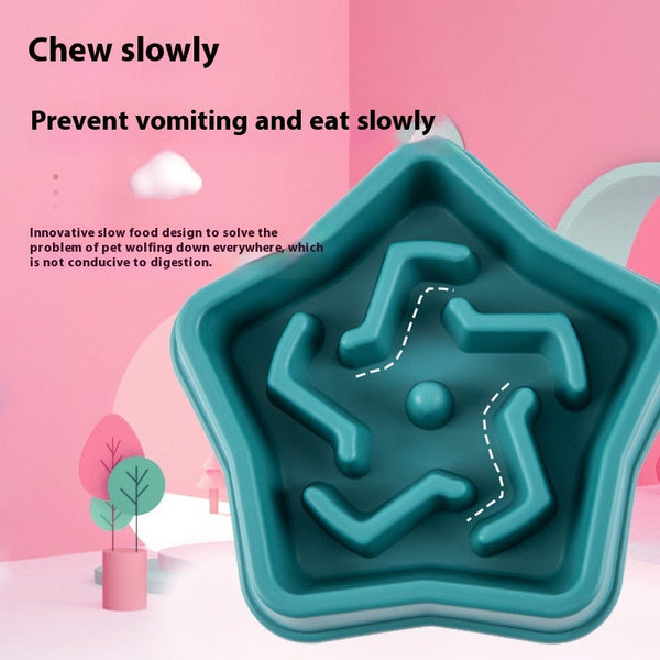 HKM-0531261 Slow Feed Dog Bowl with Choking Prevention, Yellow Plastic, 20.1 * 4.45cm