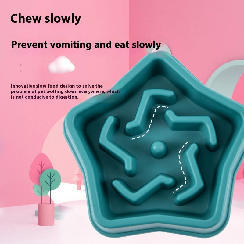 HKM-0531261 Slow Feed Dog Bowl with Choking Prevention, Yellow Plastic, 20.1 * 4.45cm
