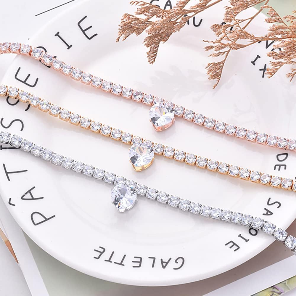 HKM-0532541 Bling Rhinestone Heart Shaped Pet Necklace for Cats and Dogs - Adjustable Collar Accessory