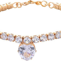 HKM-0532541 Bling Rhinestone Heart Shaped Pet Necklace for Cats and Dogs - Adjustable Collar Accessory