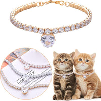 HKM-0532541 Bling Rhinestone Heart Shaped Pet Necklace for Cats and Dogs - Adjustable Collar Accessory