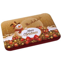 HKM-053267 Christmas Snowman Shower Curtain Set with Floor Mat - Multi-Choice Polyester Design, 60x40cm