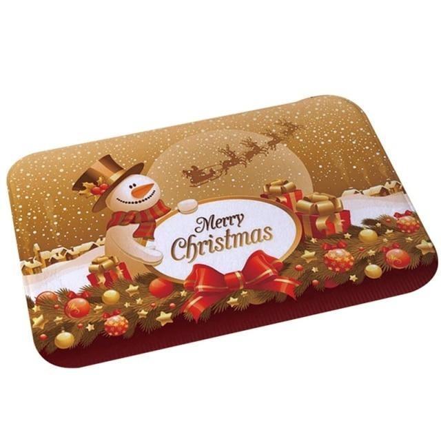 HKM-053267 Christmas Snowman Shower Curtain Set with Floor Mat - Multi-Choice Polyester Design, 60x40cm