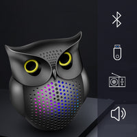 HKM-053459 Creative Owl Wireless Bluetooth Speaker - Compact 5W Portable Design, USB Rechargeable, Black Plastic Shell