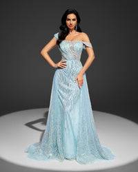 HKM-053523 Elegant Blue Evening Dress for Women - Style EZ25043