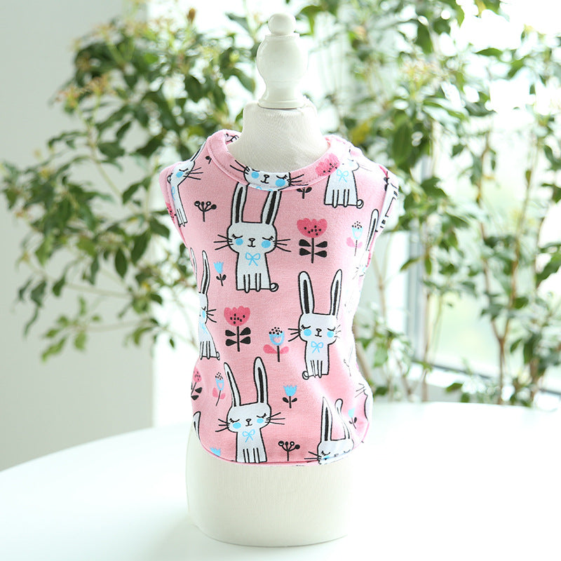HKM-0535613 Cute Bunny Cartoon Cotton Pull Frame Vest for Pets - Available in Pink and Gray, Sizes XS to XL