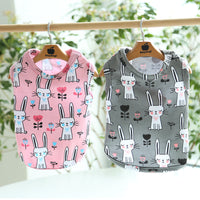 HKM-0535613 Cute Bunny Cartoon Cotton Pull Frame Vest for Pets - Available in Pink and Gray, Sizes XS to XL