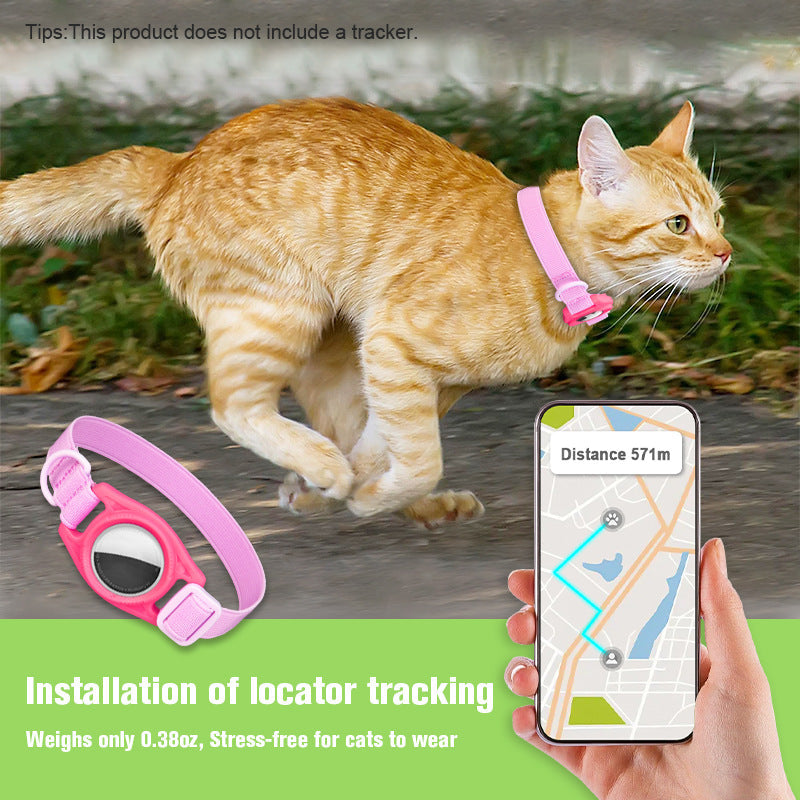 HKM-0537021 Anti-Loss Alarm Pet Collar - Casual Monochrome Design in Blue, Pink, or Black, 20cm-30cm Adjustable Polyester