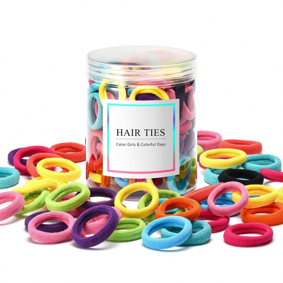 HKM-053715 100 Pcs Seamless Cotton Baby Hair Ties for Girls and Kids - Soft, Durable, and Multicolor Ponytail Holders