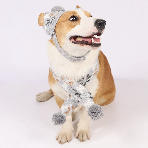 HKM-0538813 Retro Japanese and South Korean Style Pet Sweater and Scarf Hat Set
