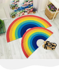 HKM-053907 Rainbow Semicircle Thickened PVC Floor Mat for Bathroom and Living Spaces