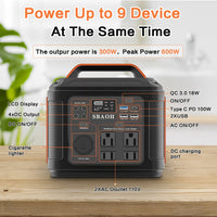 HKM-054035 Portable Power Station 300W 296Wh Lithium Backup Battery with Multiple Output Ports for Emergency and Outdoor Use